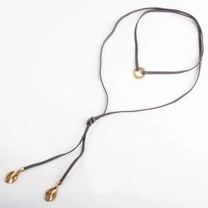 Plunder Rebecca gray suede wrap necklace